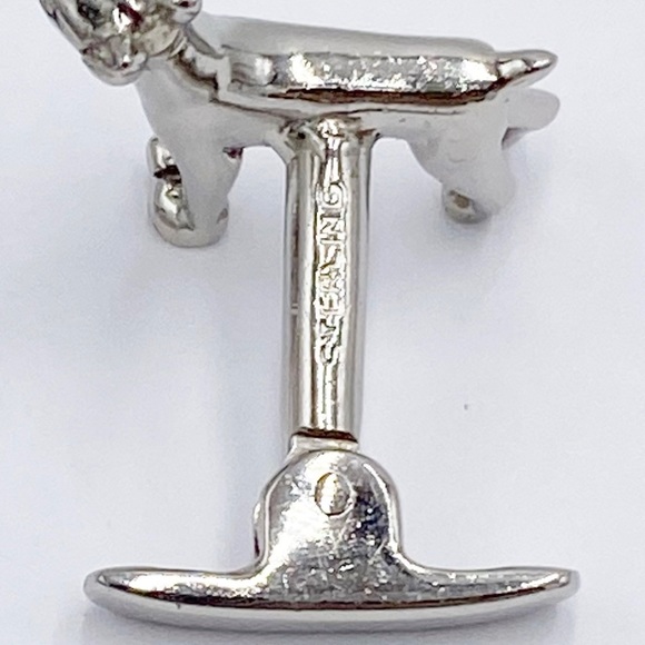 Sterling Silver Dog Cuff Links & Tie Bar Set Mid Century - Picture 8 of 14